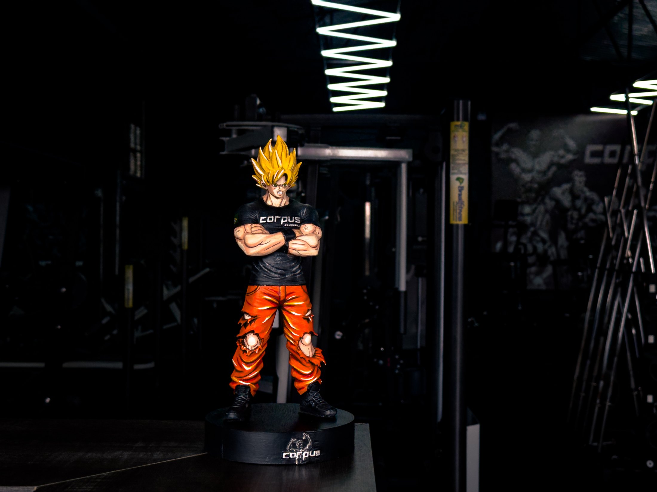 Figura de personagem decorativa no interior da academia